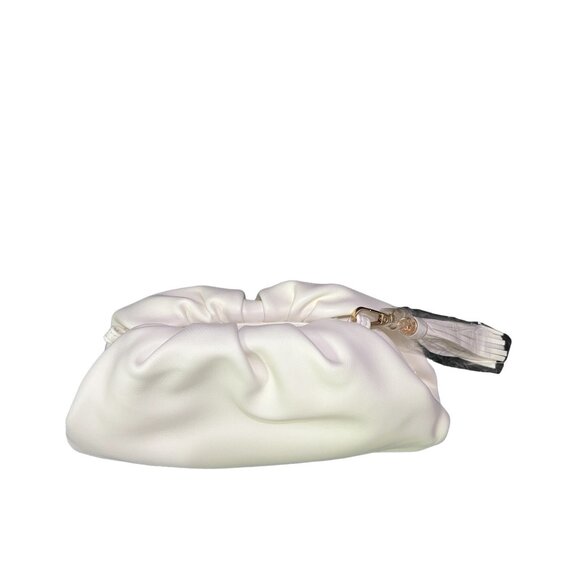 Understated Leather NWT Crescent Clutch Vegan Leather Ivory Detachable Crossbody - Picture 9 of 11